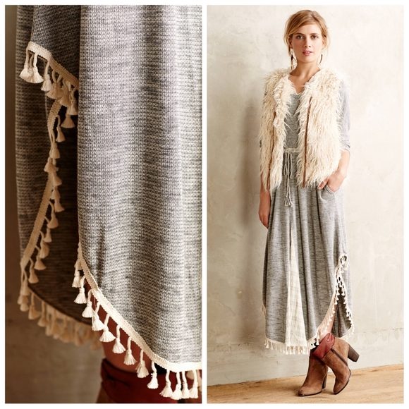 Anthropologie Saturday Sunday Tasseled Maxi Dress Sweater S small NWT - Picture 3 of 5